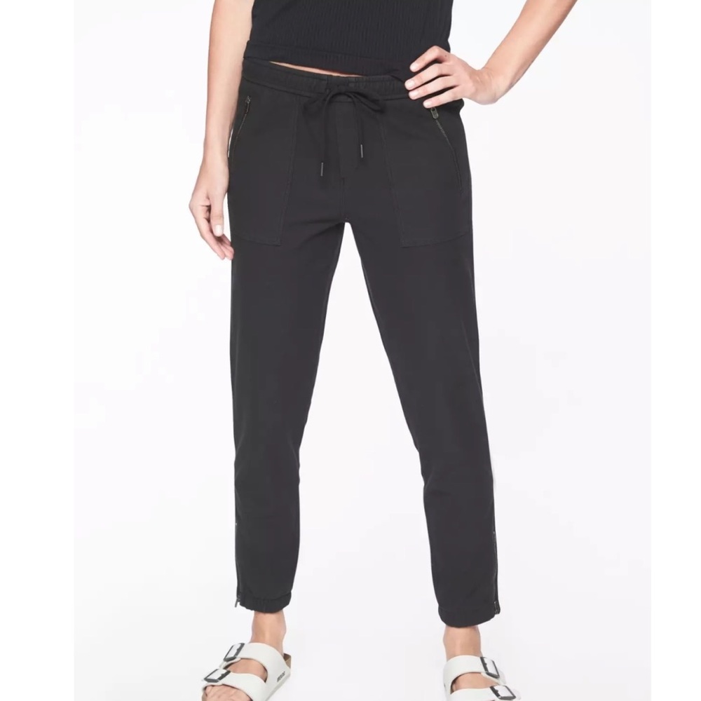 ATHLETA FARALLON PANT, JOGGER SWEAT BLACK HIKING YOGA ATHLEISURE WORK GYM